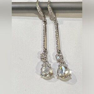 Givenchy Crystal Linear Silver Tone Drop Earrings